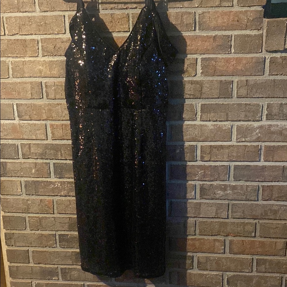 BiBi Black Sequin Midi Dress